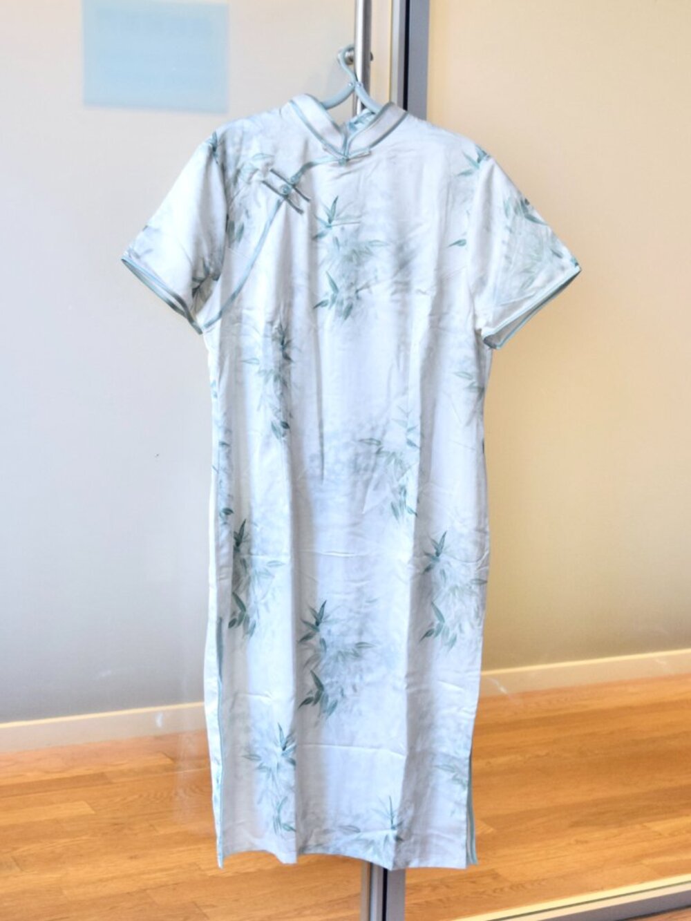 White Green Bamboo Qipao Long Dress - Chinese Traditional Cheongsam